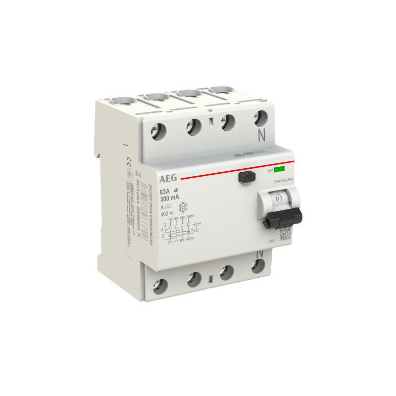 AEG BUSCH JAEGER FN463/A300 Fehlerstrom-Schutzschalter, 4P, 63A, 300mA, Typ A 2CSF704156R3630