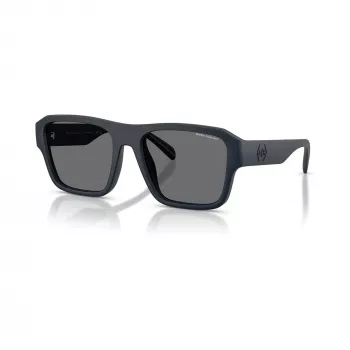 Armani Exchange Herren AX4154SU-56 Rechteckige Sonnenbrille, Schwarzes Gestell, Graue Gläser, 56mm