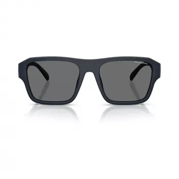 Armani Exchange Herren AX4154SU-56 Rechteckige Sonnenbrille, Schwarzes Gestell, Graue Gläser, 56mm
