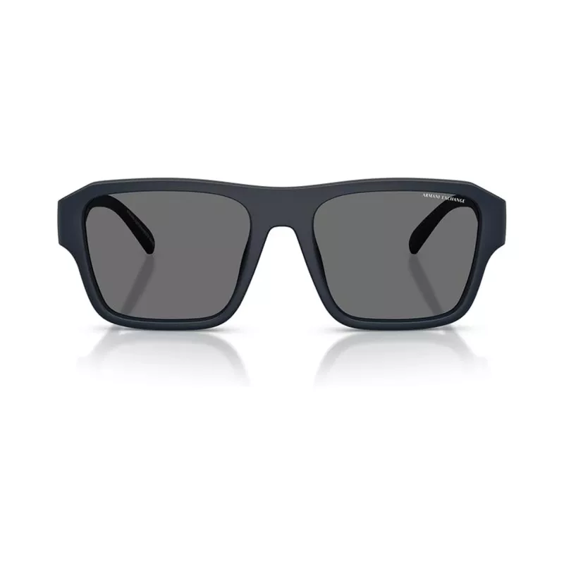 Armani Exchange Herren AX4154SU-56 Rechteckige Sonnenbrille, Schwarzes Gestell, Graue Gläser, 56mm