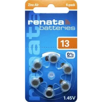 Renata ZA13.DP6 0HG Zink-Luft Hörgerätebatterie PR48, 1,4 V, 305 mAh, 6er-Pack