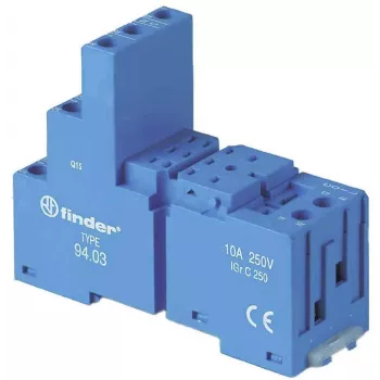 Finder 94.03 blaue Schraubklemmenfassung für Relais der Serien 55.33/55.34 und 85, 11-polig, DIN-Schienen-/Panelmontage, 10 A, 250 V AC