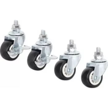 Intellinet Basic Line Rollenset für 19 inch Wandgehäuse, 4 Rollen (2 gebremst), 60 kg Traglast, Schwarz/Silber 716819