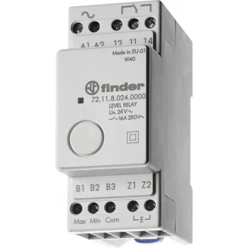 Finder 72.11.9.024.0000 Niveauüberwachungsrelais, 24V AC/DC, feste 150 kΩ Empfindlichkeit, 1 CO 10A, DIN-Schiene