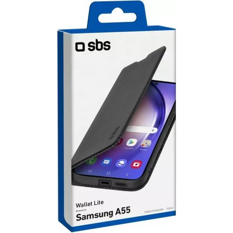 SBS Mobile Wallet-Hülle für Samsung Galaxy A55 5G, Schwarz TEBKLITESAA55K