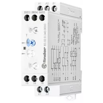 Finder 83.02.0.240.0003 Multifunktions-Zeitrelais, 8 Funktionen, 24-240V AC/DC, 2 Wechsler
