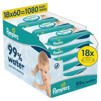 Pampers Aqua Feuchttücher für Babys, 18 Packungen, 1080 Stück