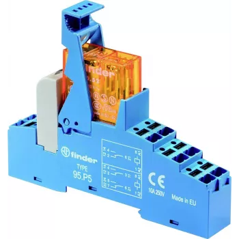 Finder 48.P6.9.024.4050 Schnittstellenrelaismodul, 24 V DC Spule, 16 A SPDT Kontakt, DIN-Schienen-Montage, LED-Anzeige