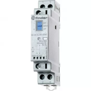 Finder 22.32.0.230.4540 Installationsschütz 230V AC/DC, 1NO+1NC, LED, 25A, DIN-Schiene