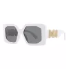 Versace VE4478U31487 Damen Cat-Eye Sonnenbrille, Schwarzes Gestell, Dunkelgraue Gläser, 56/18/145 mm
