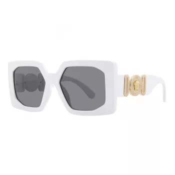 Versace VE4478U31487 Damen Cat-Eye Sonnenbrille, Schwarzes Gestell, Dunkelgraue Gläser, 56/18/145 mm