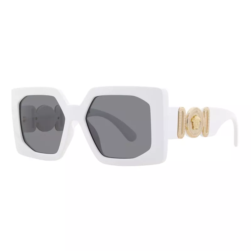 Versace VE4478U31487 Damen Cat-Eye Sonnenbrille, Schwarzes Gestell, Dunkelgraue Gläser, 56/18/145 mm