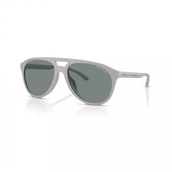 Armani Exchange Herren AX4156SU83788 rechteckige Sonnenbrille, mattschwarzes Gestell, dunkelgraue Gläser, 59-17-145