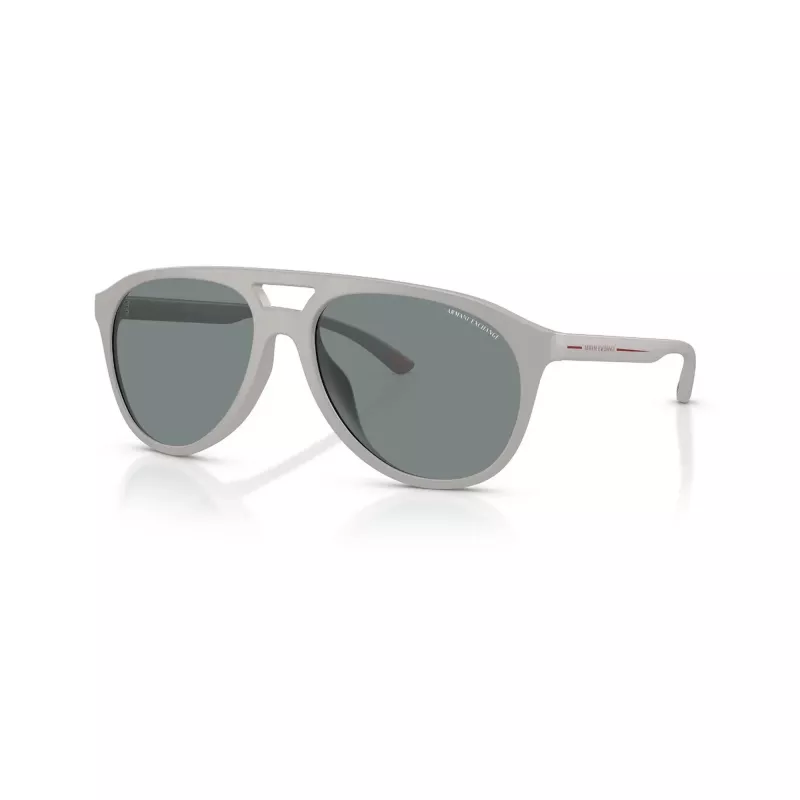Armani Exchange Herren AX4156SU83788 rechteckige Sonnenbrille, mattschwarzes Gestell, dunkelgraue Gläser, 59-17-145