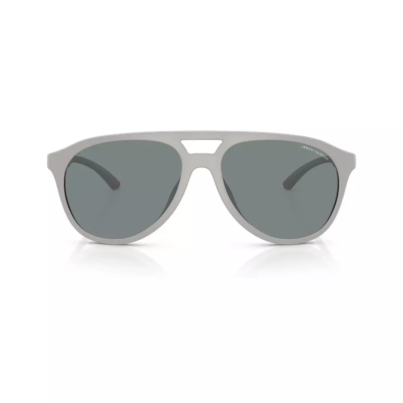 Armani Exchange Herren AX4156SU83788 rechteckige Sonnenbrille, mattschwarzes Gestell, dunkelgraue Gläser, 59-17-145