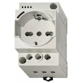 Finder 7U.00.8.230.0000 DIN-Schienen-Schuko-Steckdose, 230 V AC, 16 A, Grau RAL 7035