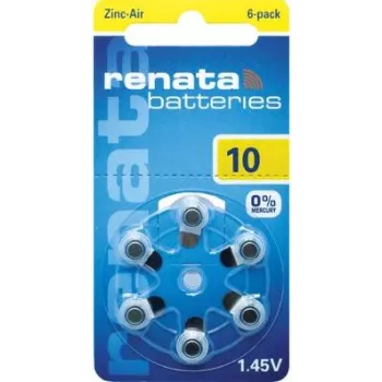 Renata ZA10 Zink-Luft PR70 Hörgerätebatterie 105 mAh 1,4 V 6er-Pack ZA10.DP6 0HG