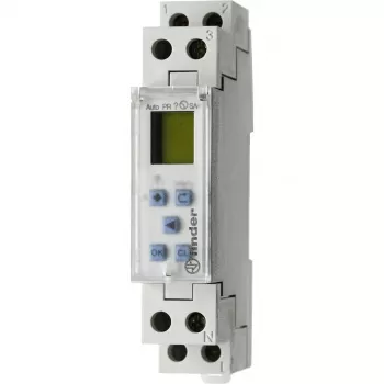 FINDER 127100240000 Digitale programmierbare Zeitschaltuhr, 1 Wechsler 16A, 24V AC/DC, DIN-Schiene