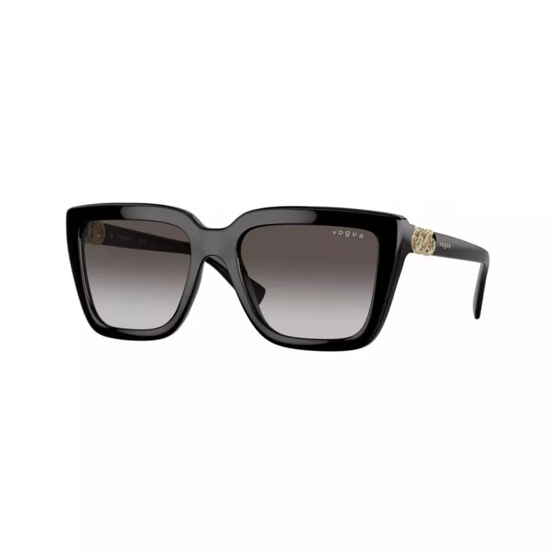 Vogue VO5575SBW448G Damen-Sonnenbrille, quadratisches Acetatgestell, Schwarz, Graue Gradientgläser, 55mm