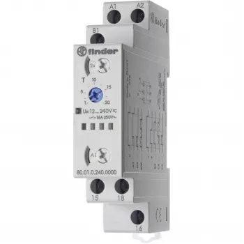 Finder 80.01.0.240.0000T Multifunktions-Zeitschaltuhr, 0,1 s - 86400 s, 1 Wechsler, 240 V AC, DIN-Schiene