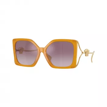 Versace VE4502U55376X Damen Cat-Eye-Sonnenbrille, Transparent Rosa Rahmen, Dunkelgraue Gläser, 58/16/130 mm