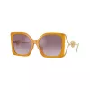 Versace VE4502U55376X Damen Cat-Eye-Sonnenbrille, Transparent Rosa Rahmen, Dunkelgraue Gläser, 58/16/130 mm