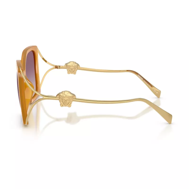 Versace VE4502U55376X Damen Cat-Eye-Sonnenbrille, Transparent Rosa Rahmen, Dunkelgraue Gläser, 58/16/130 mm