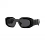 Versace VE4425U536087 Herren Rechteckige Sonnenbrille, Transparent Graues Gestell, Dunkelgraue Gläser, 54-18-145
