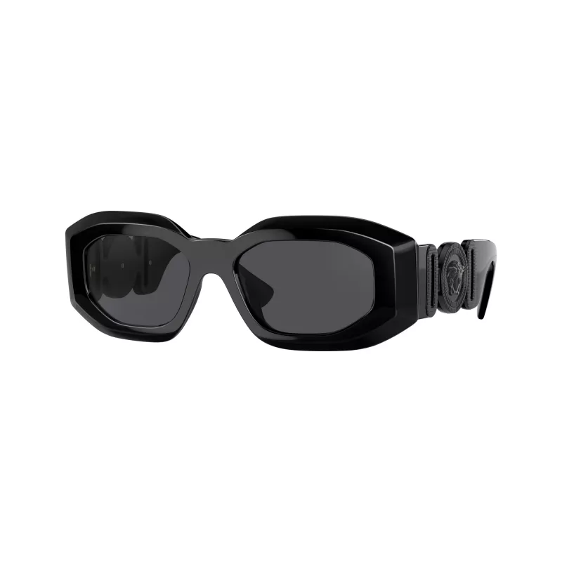 Versace VE4425U536087 Herren Rechteckige Sonnenbrille, Transparent Graues Gestell, Dunkelgraue Gläser, 54-18-145
