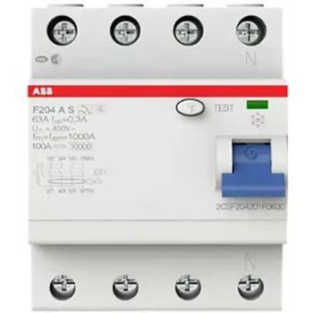 ABB F204AS-63/0.3 Fehlerstrom-Schutzschalter 4P 63A 300mA Typ A 2CSF204201R3630