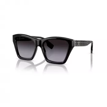 Burberry BE439130018G5 Damen-Sonnenbrille, quadratisch, Acetat, schwarzer Rahmen, graue Gradientgläser, 54mm