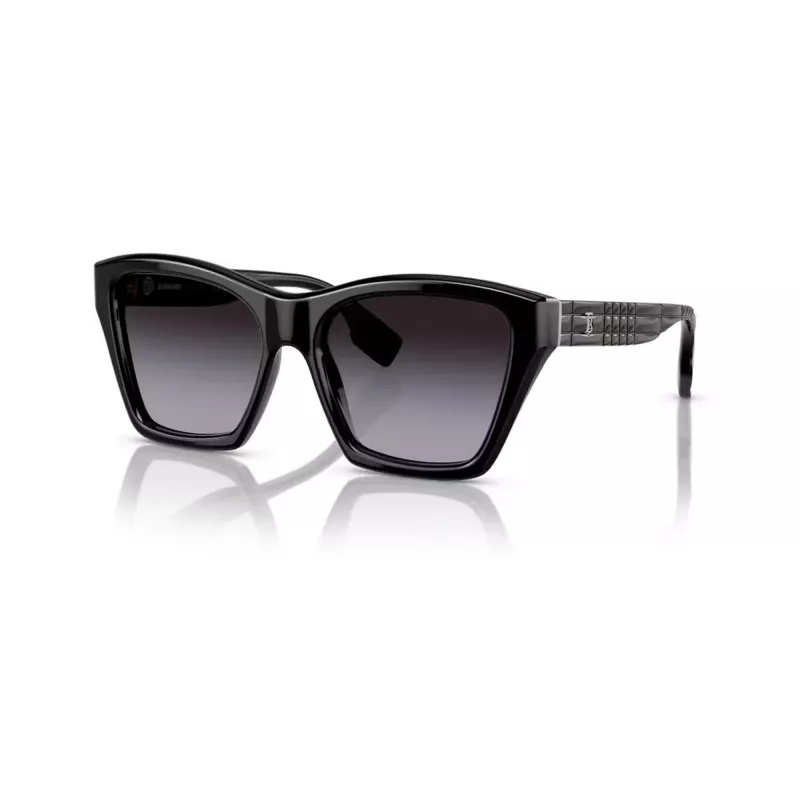 Burberry BE439130018G5 Damen-Sonnenbrille, quadratisch, Acetat, schwarzer Rahmen, graue Gradientgläser, 54mm