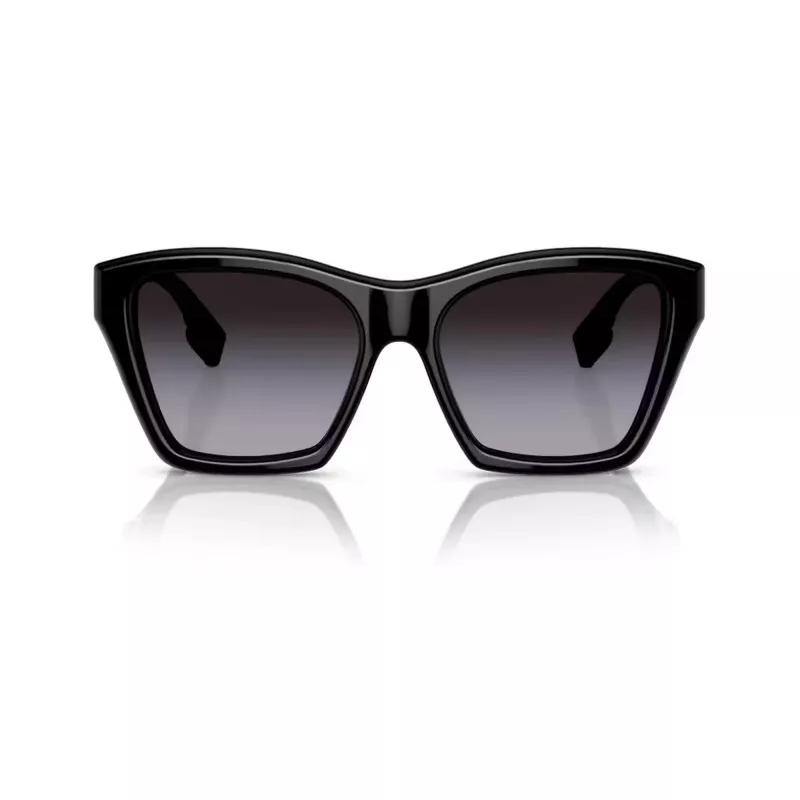 Burberry BE439130018G5 Damen-Sonnenbrille, quadratisch, Acetat, schwarzer Rahmen, graue Gradientgläser, 54mm