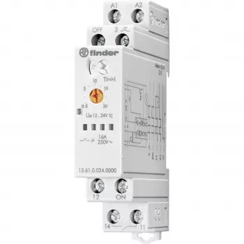 Finder 13.61.0.024.0000 Impulsrelais, 1 Wechsler, 16 A, 24 V AC/DC Spule, DIN-Schiene