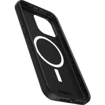 OtterBox Symmetry Series Rückseitige Abdeckung für Apple iPhone 15 Pro Max – antimikrobiell, MagSafe-kompatibel, Schwarz 77-94125