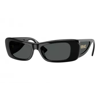 Versace Damen VE4481-GB1-87 eckige Sonnenbrille, schwarzer Rahmen, graue Gläser, 54mm