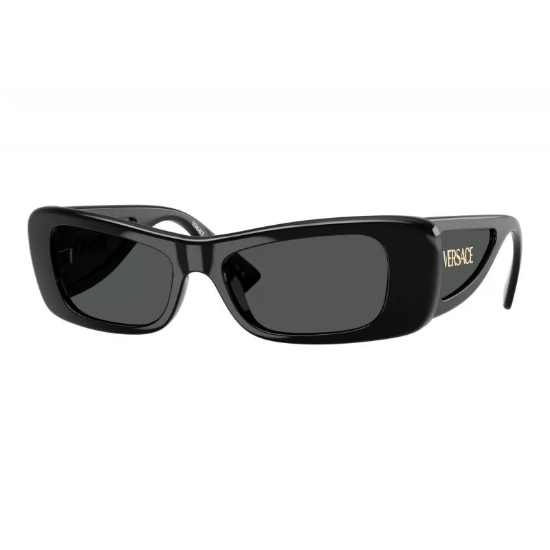 Versace Damen VE4481-GB1-87 eckige Sonnenbrille, schwarzer Rahmen, graue Gläser, 54mm