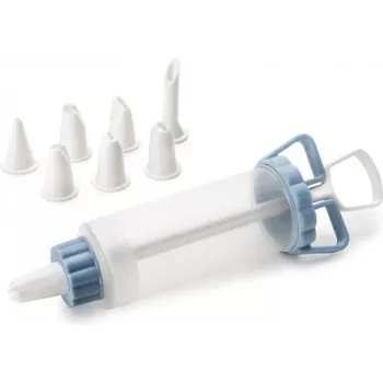 IBILI 104629 Spritzbeutel-Set für Gebäck, 18 cm, 6 Edelstahl-Düsen, Weiß