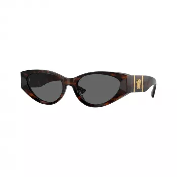 Versace VE4454-542987 Damen Cat-Eye-Sonnenbrille, Havanna/Dunkelgrau, 55mm