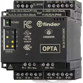Finder 8A.26.9.024.060C Analog-Eingangs-Erweiterungsmodul, 2 Kanäle, 0-10 V DC / 0-20 mA, 12-Bit, 24 V DC, DIN-Schiene