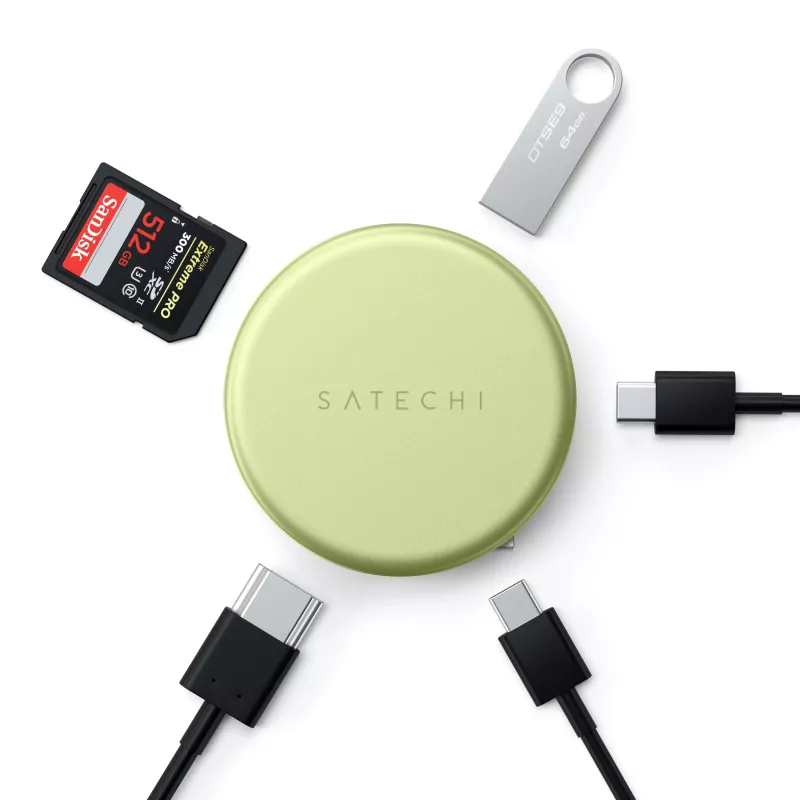 Satechi OntheGo 5-in-1 Multiport Adapter - USB-C Hub mit 4K HDMI, USB-C 5Gbps, USB-A 5Gbps, SD-Kartenleser, 60W PD Pass-through (Citrus)