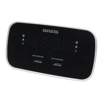 AIWA CRU-19RD Rotes Radiowecker mit FM/AM-Tuner, Doppelalarm, Snooze, Sleep-Timer, LED-Anzeige, Batterie-Backup