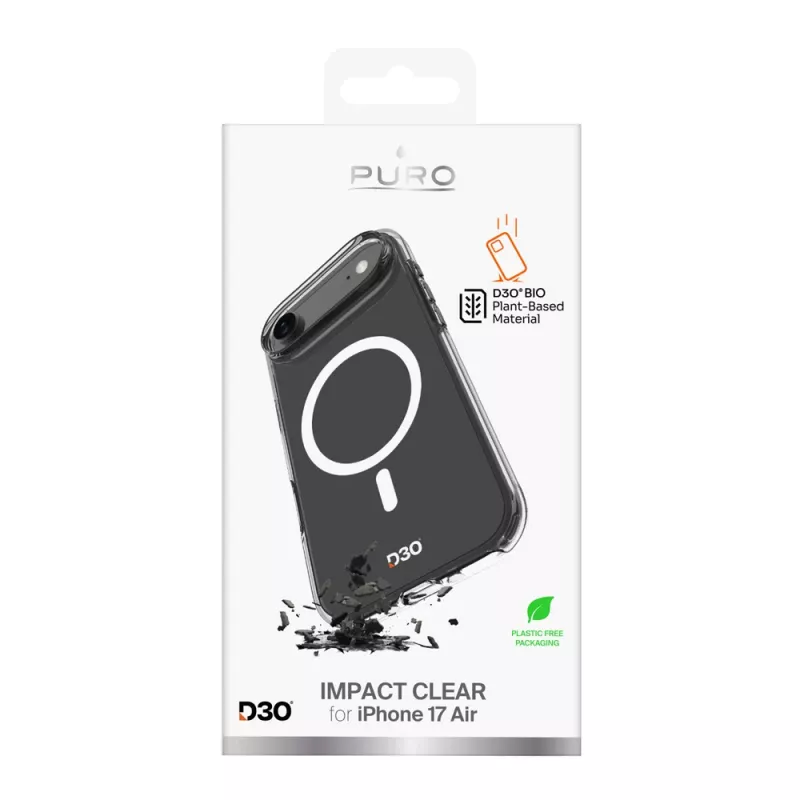 PURO Impact Clear D3O Bio Hülle für Apple iPhone Air, MagSafe-kompatibel, transparent (PUIPC1766IMPCLD3OTR)