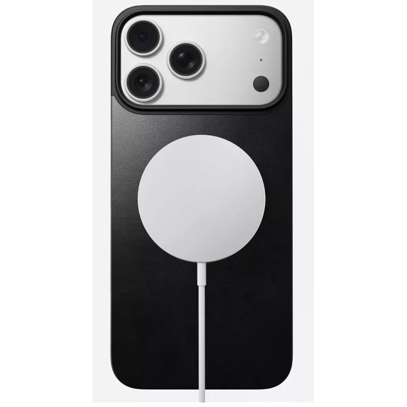 NOMAD Magnetic Leather Back für iPhone 17 Pro Max MagSafe-kompatibel, Horween-Leder (Schwarz)