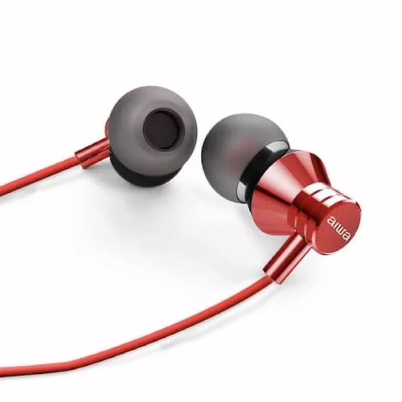 AIWA ESTM-50RD In-Ear Stereo-Headset mit Mikrofon, Rot