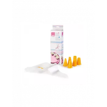 IBILI Spritzbeutel-Set, 10 Einwegbeutel + 6 Edelstahl-Tüllen