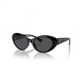 Versace VE4455U GB1/87 Damen Cat-Eye-Sonnenbrille, schwarzes Gestell, graue Gläser, 53-19-140 mm