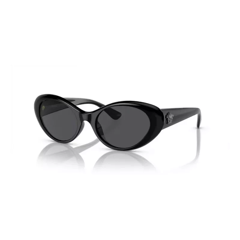 Versace VE4455U GB1/87 Damen Cat-Eye-Sonnenbrille, schwarzes Gestell, graue Gläser, 53-19-140 mm