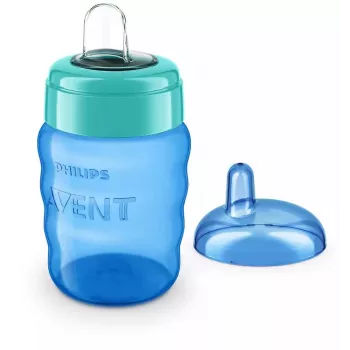 Philips AVENT Easy Sip Trinklernbecher, 9M+, 260 ml, Silikonausguss, Blau