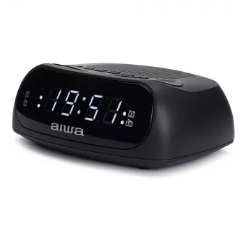 AIWA CR-09J FM-Uhrenradio mit Dual-Alarm, LED-Anzeige, Schwarz